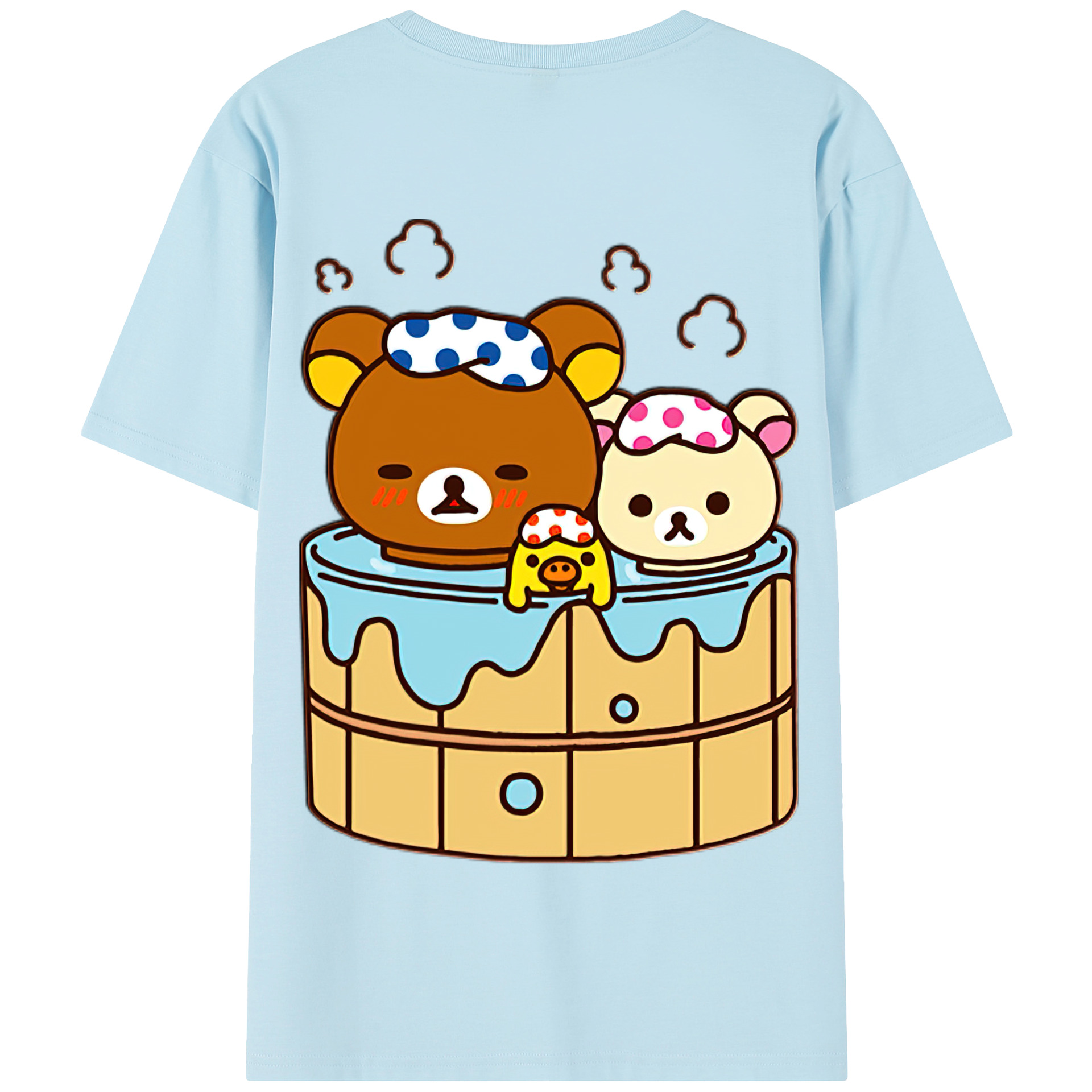 （画像用） リラックマ リラックマ キイロイトリ Rilakkuma Korilakkuma Kiiroitori 綿100％半袖Tシャツ（背面プリント）